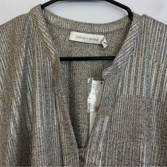 NWT Bishop + Young Blake Metallic Blouse From Anthropologie Size Medium - Picture 7 of 14